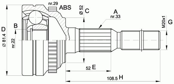 CV joint outer 15-1412