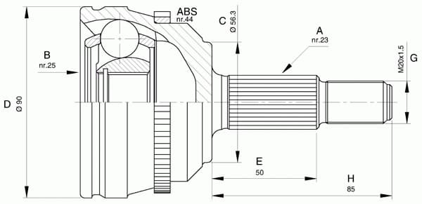 CV joint outer 15-1422