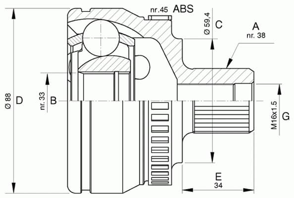 CV joint outer 15-1435