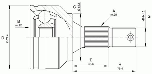 CV joint outer 15-1456