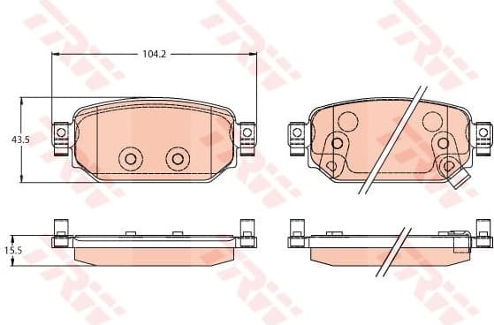 Brake pads rear, Top Quality GDB2172