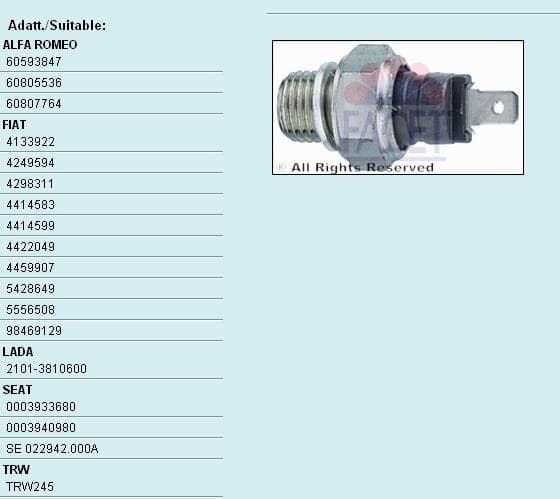 Sensor oil pressure light 7.0000