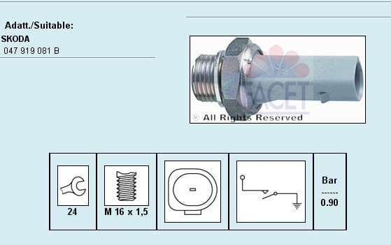 Oil Pressure Switch Made in Italy - OE Equivalent 7.0150