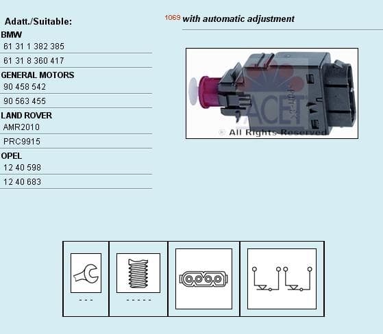 Stop Light Switch Made in Italy - OE Equivalent 7.1081