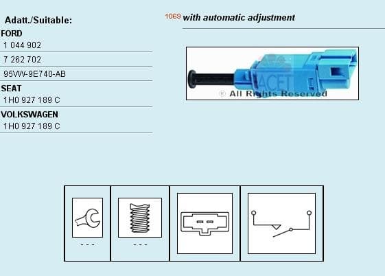 Stop Light Switch Made in Italy - OE Equivalent 7.1142