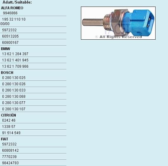 Sensor, coolant temperature Made in Italy - OE Equivalent 7.3128