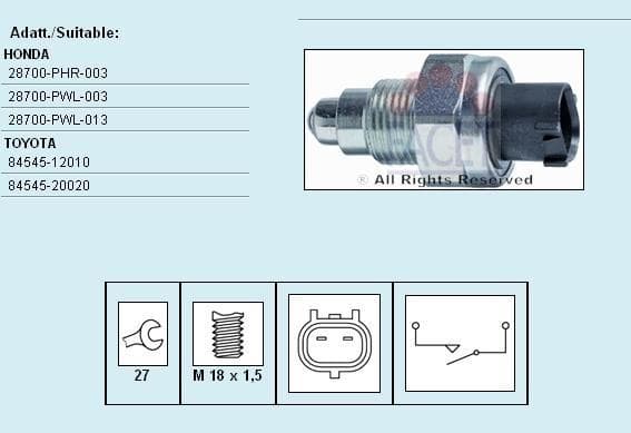 Switch, reverse light Made in Italy - OE Equivalent 7.6246