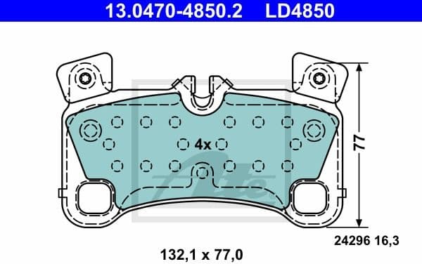 Brake Pad Set, disc brake ATE Ceramic 13.0470-4850.2