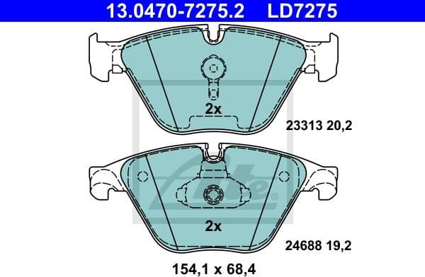 Brake Pad Set, disc brake ATE Ceramic 13.0470-7275.2