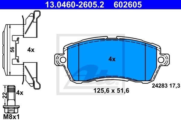Brake Pad Set, disc brake 13.0460-2605.2