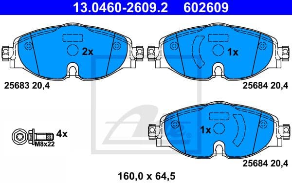 Brake Pad Set, disc brake 13.0460-2609.2
