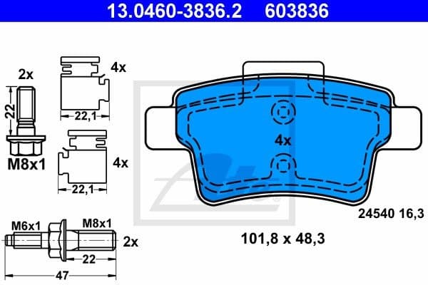 Brake Pad Set, disc brake 13.0460-3836.2