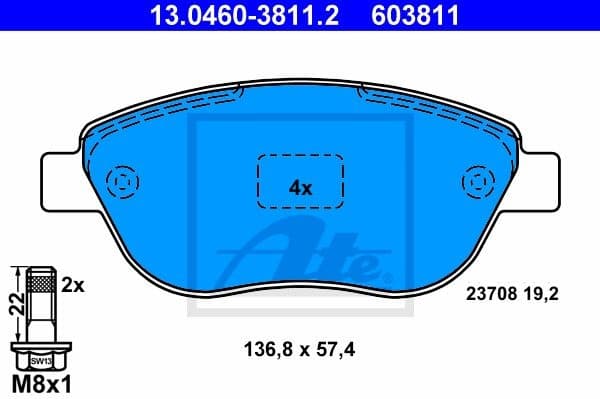 Brake Pad Set, disc brake 13.0460-3811.2
