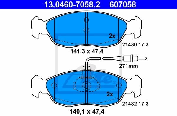 Brake Pad Set, disc brake 13.0460-7058.2
