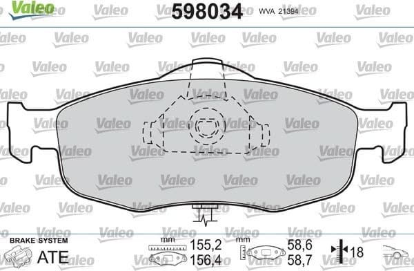 Brake Pad Set, disc brake 598034