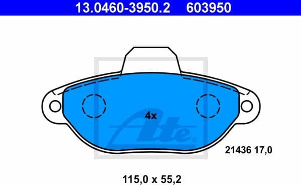 Brake Pad Set, disc brake 13.0460-3950.2