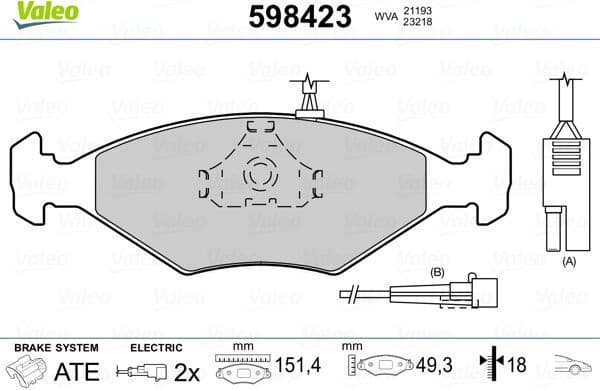 Brake Pad Set, disc brake 598423