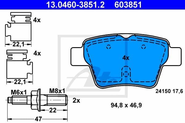 Brake Pad Set, disc brake 13.0460-3851.2