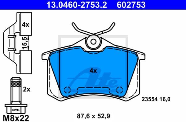 Brake Pad Set, disc brake 13.0460-2753.2