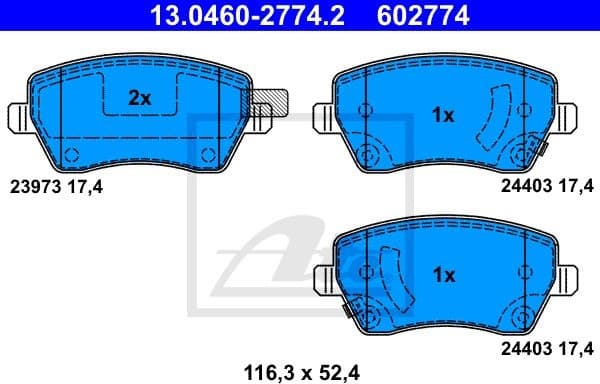 Brake Pad Set, disc brake 13.0460-2774.2