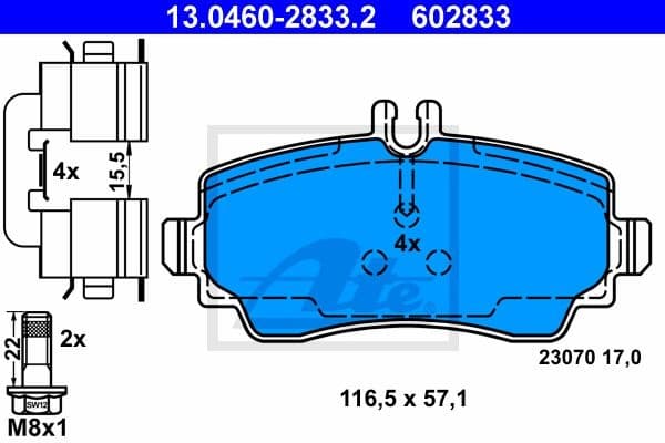 Brake Pad Set, disc brake 13.0460-2833.2
