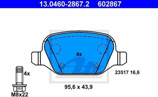Brake Pad Set, disc brake 13.0460-2867.2