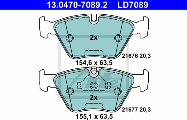 Brake Pad Set, disc brake ATE Ceramic 13.0470-7089.2