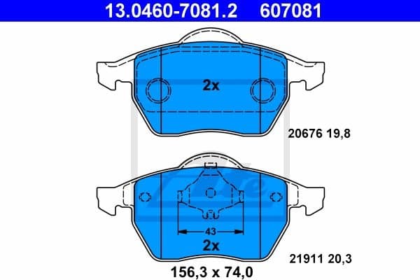 Brake Pad Set, disc brake 13.0460-7081.2