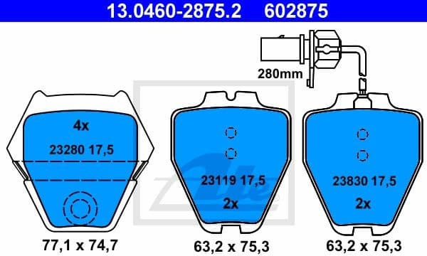 Brake Pad Set, disc brake 13.0460-2875.2