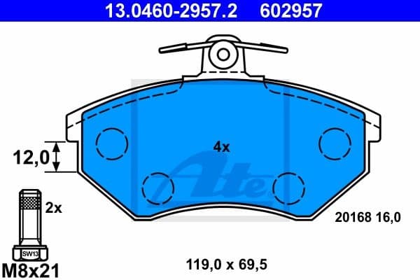 Brake Pad Set, disc brake 13.0460-2957.2