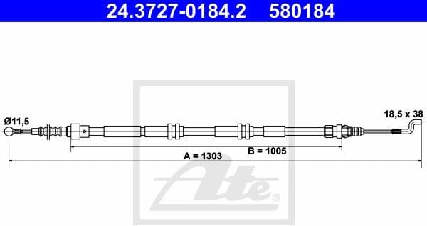 Cable Pull, parking brake 24.3727-0184.2