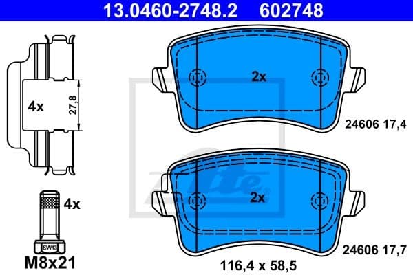 Brake Pad Set, disc brake 13.0460-2748.2