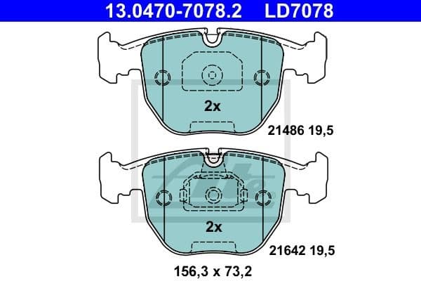 Brake Pad Set, disc brake ATE Ceramic 13.0470-7078.2