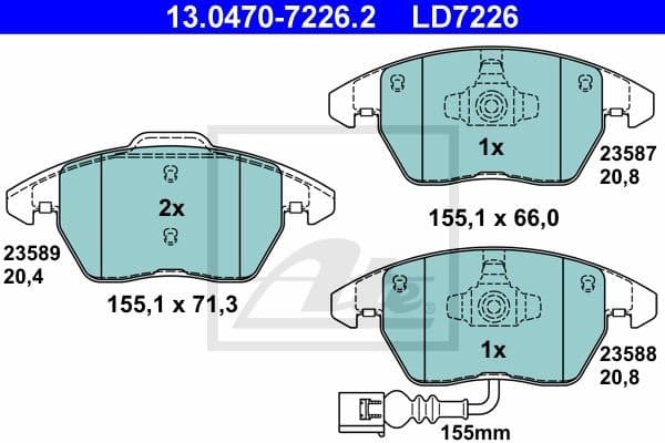 Brake Pad Set, disc brake ATE Ceramic 13.0470-7226.2