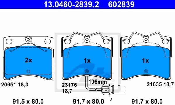 Brake Pad Set, disc brake 13.0460-2839.2