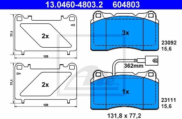 Brake Pad Set, disc brake 13.0460-4803.2