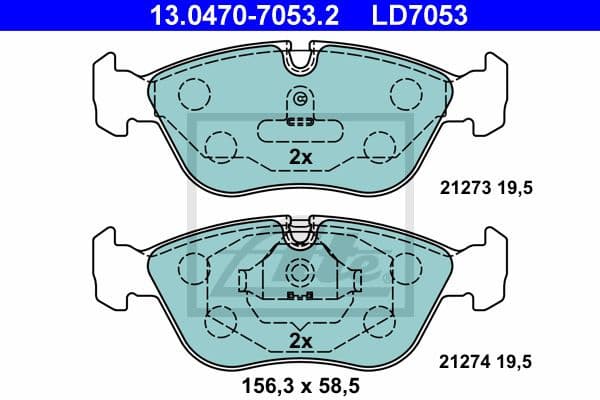 Brake Pad Set, disc brake ATE Ceramic 13.0470-7053.2