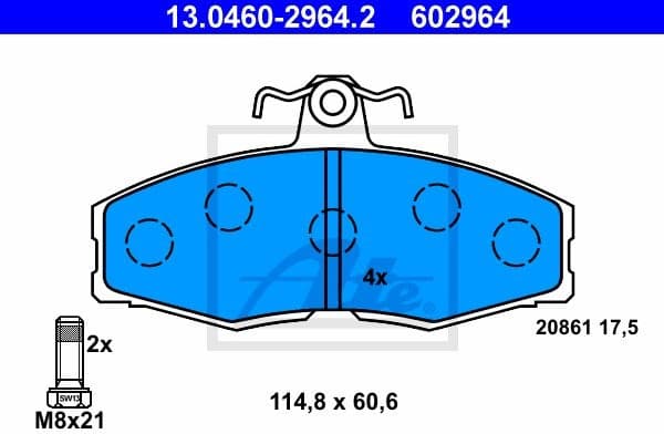 Brake Pad Set, disc brake 13.0460-2964.2