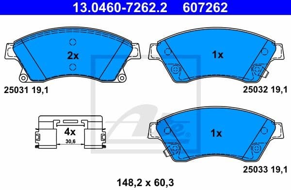 Brake Pad Set, disc brake 13.0460-7262.2