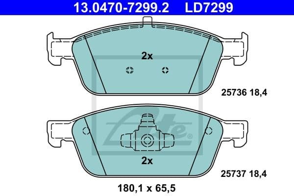 Brake Pad Set, disc brake ATE Ceramic 13.0470-7299.2