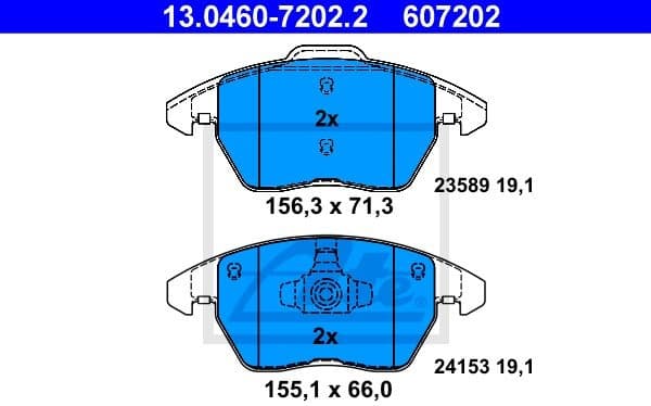 Brake Pad Set, disc brake 13.0460-7202.2