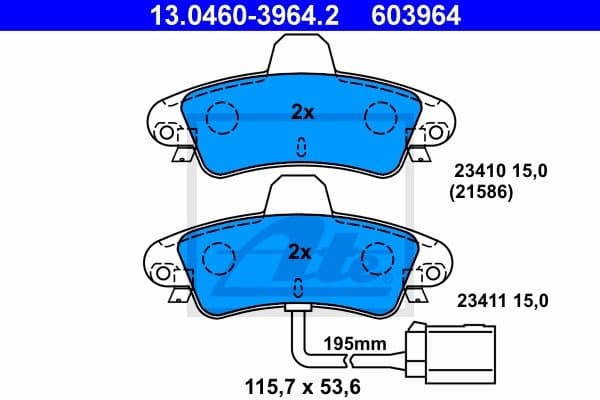 Brake Pad Set, disc brake 13.0460-3964.2