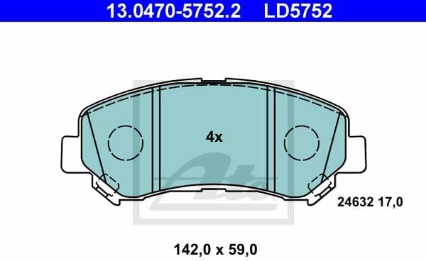 Brake Pad Set, disc brake ATE Ceramic 13.0470-5752.2