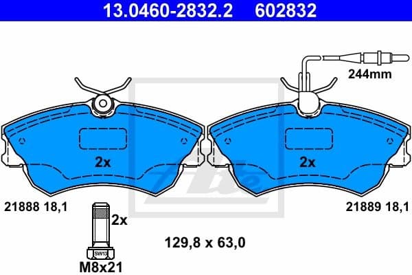 Brake Pad Set, disc brake 13.0460-2832.2
