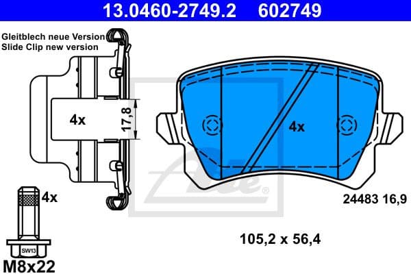Brake Pad Set, disc brake 13.0460-2749.2