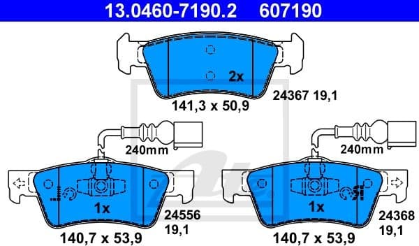 Brake Pad Set, disc brake 13.0460-7190.2