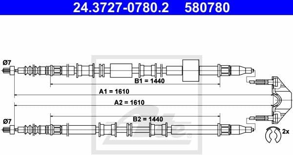 Cable Pull, parking brake 24.3727-0780.2