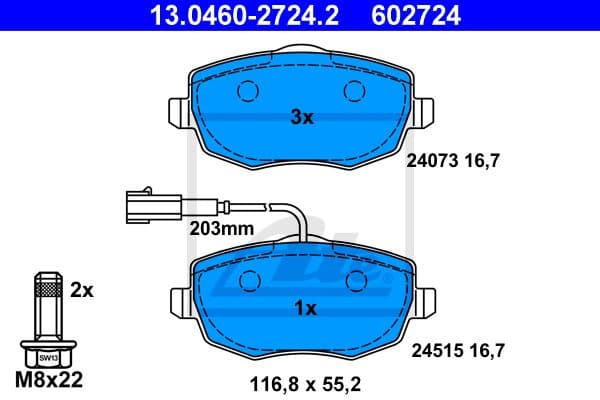Brake Pad Set, disc brake 13.0460-2724.2