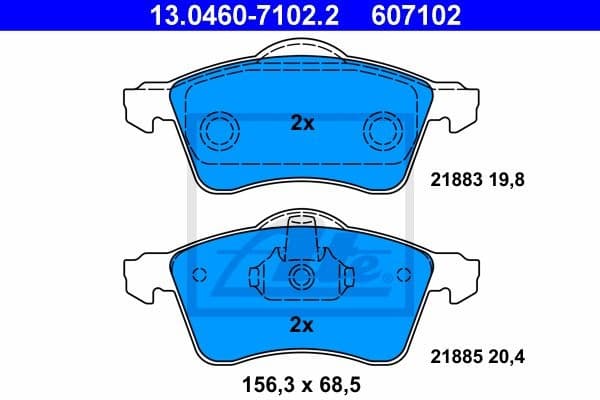 Brake Pad Set, disc brake 13.0460-7102.2