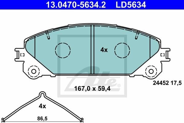 Brake Pad Set, disc brake ATE Ceramic 13.0470-5634.2